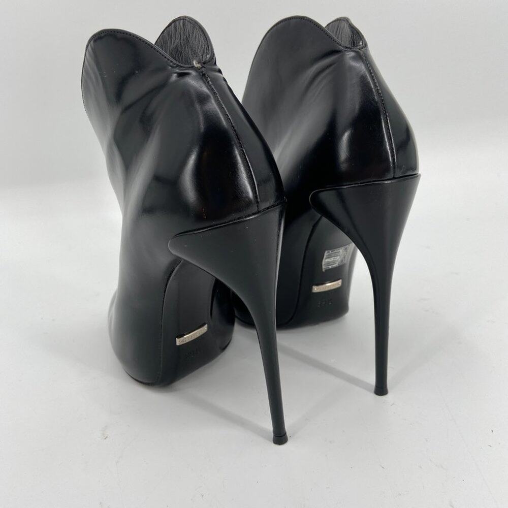 GUCCI Black Leather Curved Kim‎ Lace Up Ankle Boots 39.5 - Picture 6 of 10